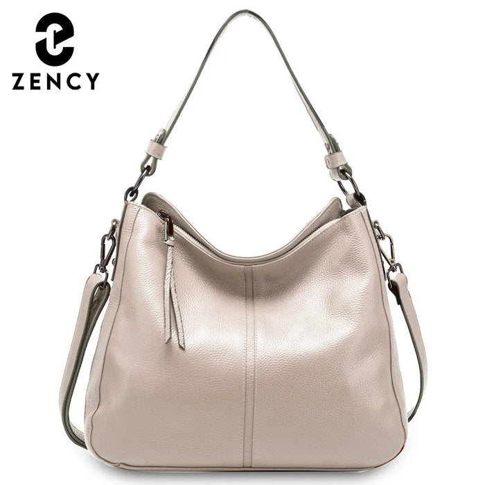 Genuine Leather Shoulder Bag – Soft, Versatile Hobo with Ruched Design - Samanta Factory