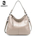 Genuine Leather Shoulder Bag – Soft, Versatile Hobo with Ruched Design - Samanta Factory