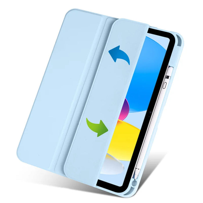 iPad Case with Pen Holder – Trifold PU Leather & Clear Acrylic Hard Back Stand Cover SF