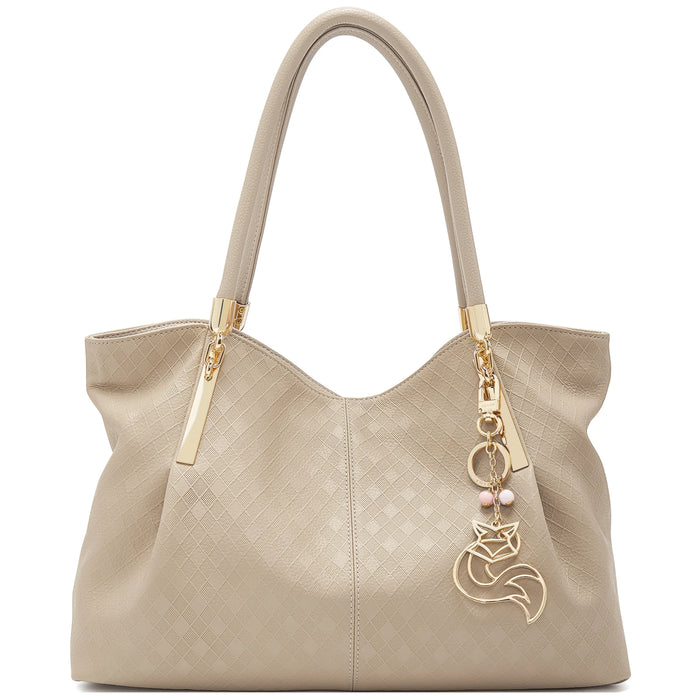 Genuine Leather Shoulder Bag – Elegant Casual Tote with Beading & Sequins for Women - Samanta Factory