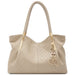 Genuine Leather Shoulder Bag – Elegant Casual Tote with Beading & Sequins for Women - Samanta Factory