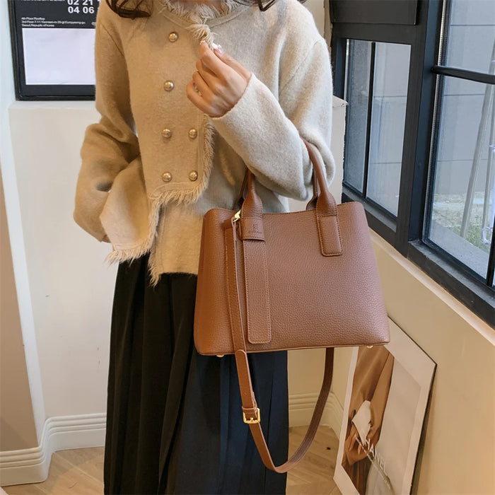 Women’s PU Leather Business Handbag – Saffiano Tote with Adjustable Shoulder Strap