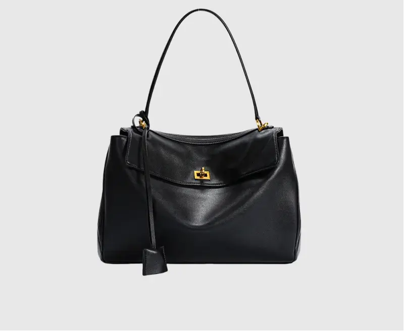 Cow Leather Shoulder Bag – Soft Tote with Large Capacity SF
