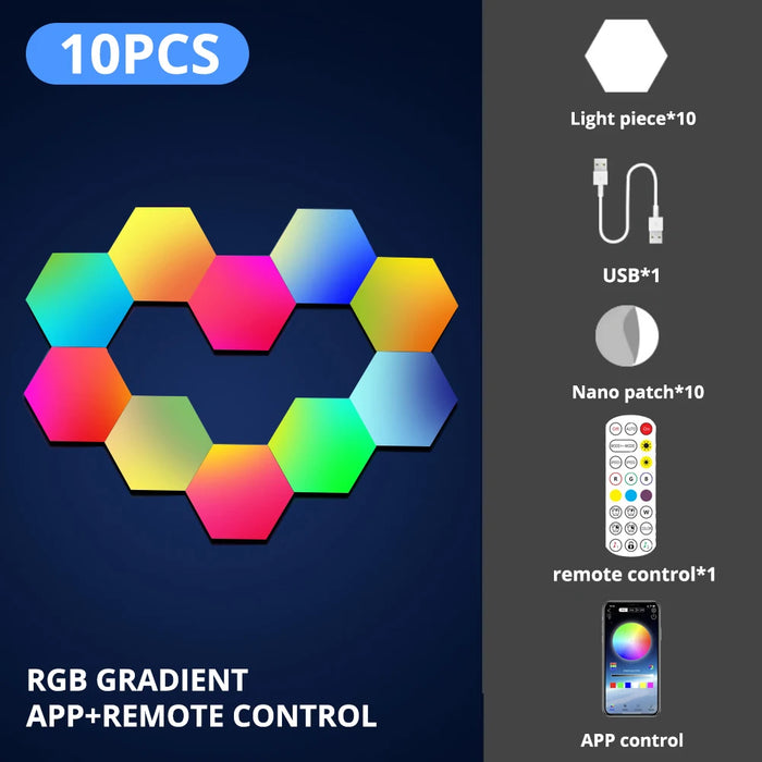 Hexagonal Night Light – DIY Smart LED Wall Panels with App & Music Sync