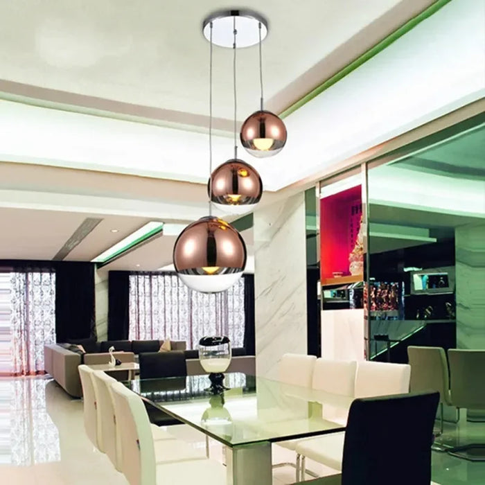 Glass Pendant Light – Mirror Finish with E27 LED Compatibility - Samanta Factory