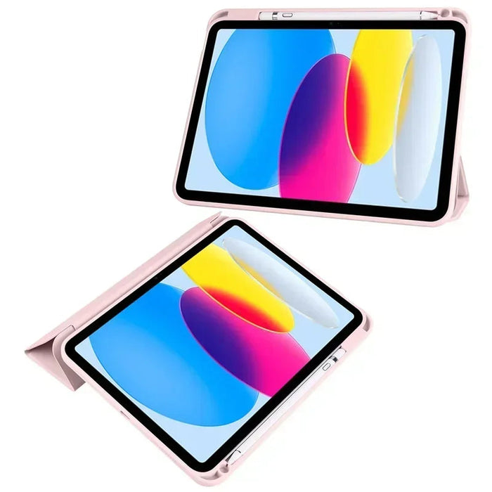 iPad Case with Pen Holder – Trifold PU Leather & Clear Acrylic Hard Back Stand Cover SF