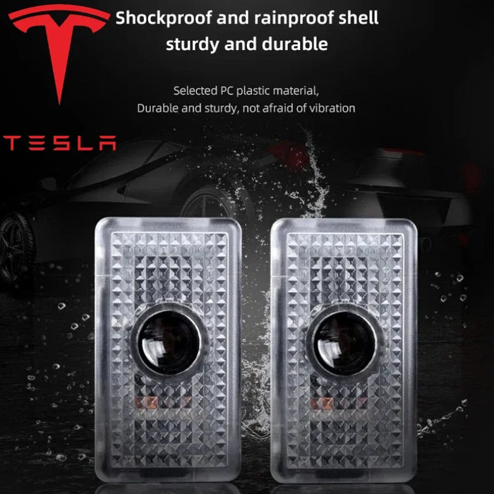 Tesla 2Pcs Car Door Projector Welcome Lights Accessories For Tesla Model 3 S X Y Cybertruck Roadster SpaceX Car Accessories - Samanta Factory