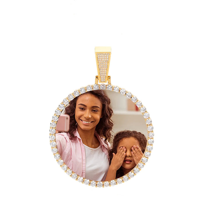 Personalized Bling Circle Necklace with Engraving – Memory Jewelry for Men & Women SF