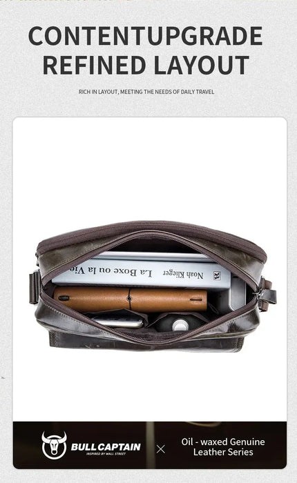 Leather Business Shoulder Bag – Soft Men’s Work Messenger Bag SF