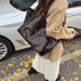 Vintage PU Leather Shoulder Tote – Soft Casual Bag with Lock Closure - Samanta Factory