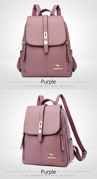 Women’s Leather Backpack – Fashionable White Shoulder Bag for Travel & School - Samanta Factory