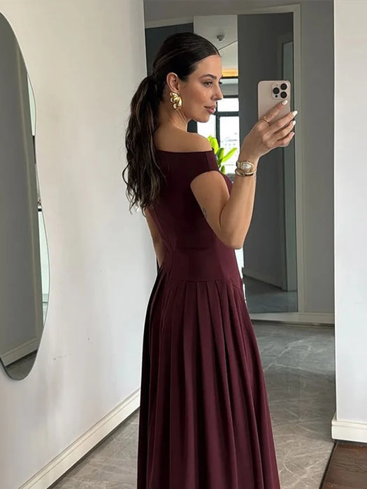 Maxi Dress – Pleated Patchwork Elegance - Samanta Factory