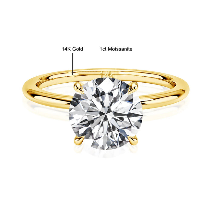 14K Gold Moissanite Ring – Certified Round-Cut Brilliance SF