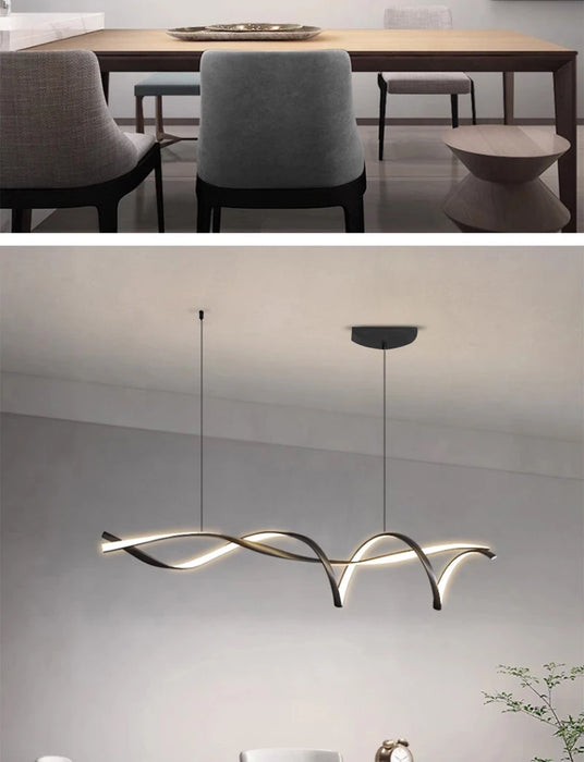 Modern LED Pendant Light – NEO Gleam Black Aluminum Chandelier with Remote Control - Samanta Factory
