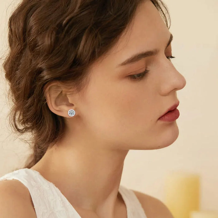 Premium 925 Sterling Silver Round Cut Earrings for Timeless Brilliance