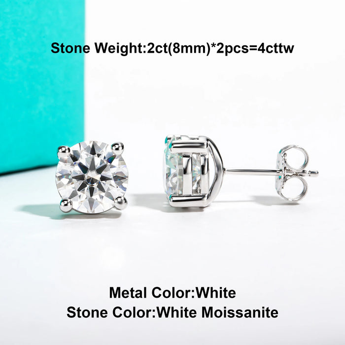 10K Gold Post Moissanite Stud Earrings with GRA Certificate