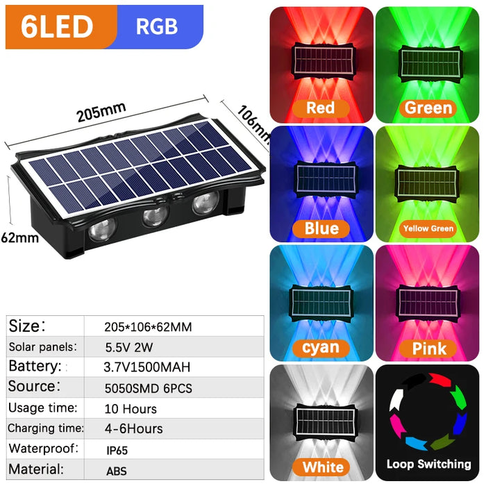 Solar Wall Light – IP65 Waterproof Warm LED for Outdoor Facades