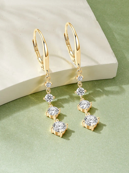 Moissanite Drop Earrings – D-Color Round Cut 925 Sterling Silver