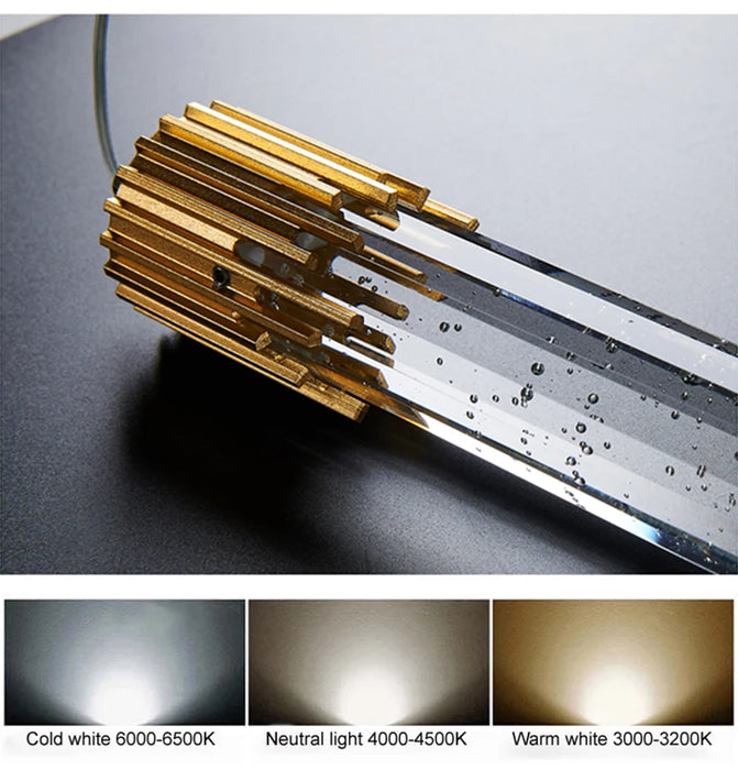 Modern Black & Gold LED Pendant Light – Crystal Rod Design for Ambient Lighting - Samanta Factory