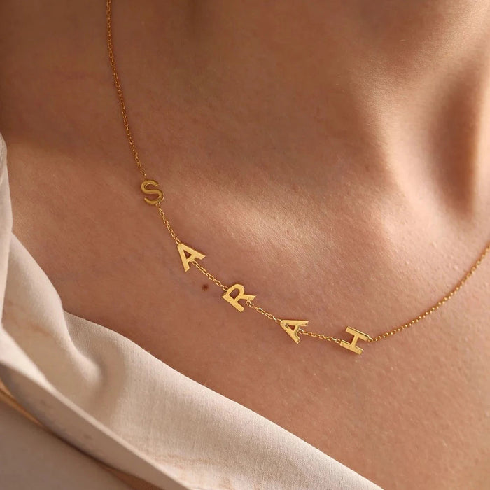 Custom Name Necklace – Gold Letter Pendant for Women SF