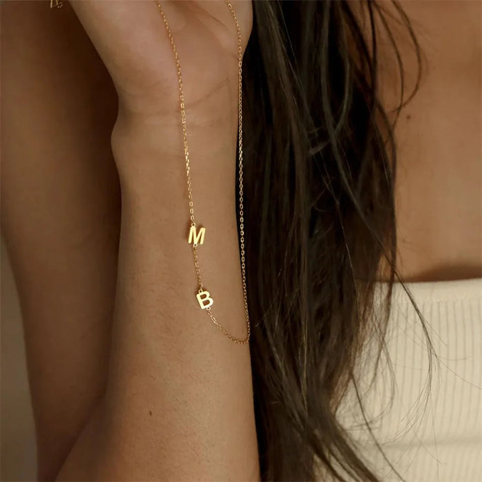 Custom Name Necklace – Gold Letter Pendant for Women SF