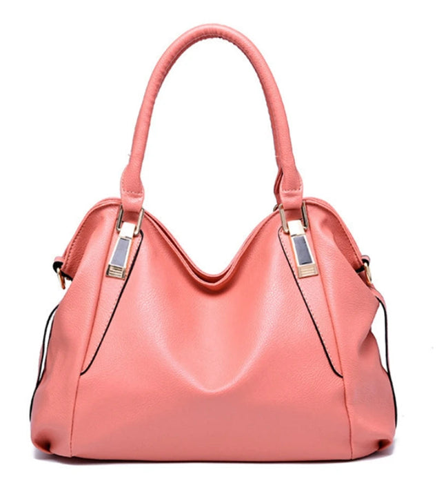 Women's large capacity soft PU leather shoulder bag with zipper closure multiple interior pockets exterior slit pocket casual solid design for work travel and everyday use