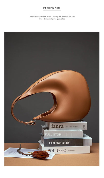 Half-Moon Shoulder Bag – Soft Versatile Leather Handbag for Women - Samanta Factory
