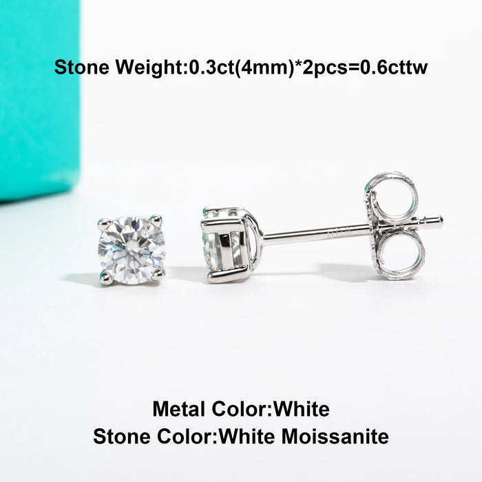 10K Gold Post Moissanite Stud Earrings with GRA Certificate