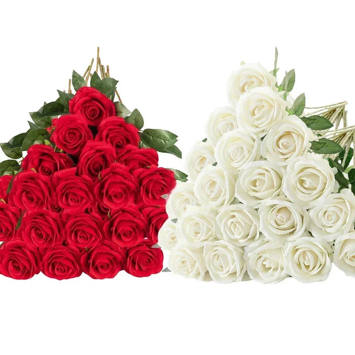 Velvet Artificial Roses – Real Touch 50PCS Bouquet for DIY & Decor Samanta Factory