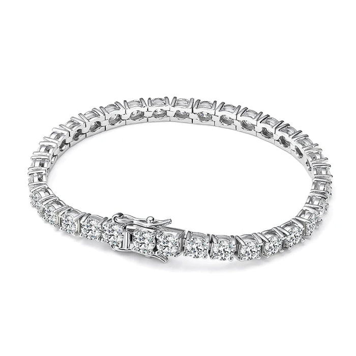 Premium 925 Sterling Silver Round-Cut Moissanite Bracelet for Women