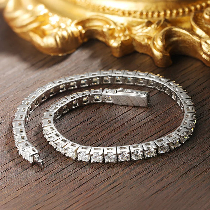 925 Sterling Silver Waterproof Moissanite Bracelet with GRA Certification