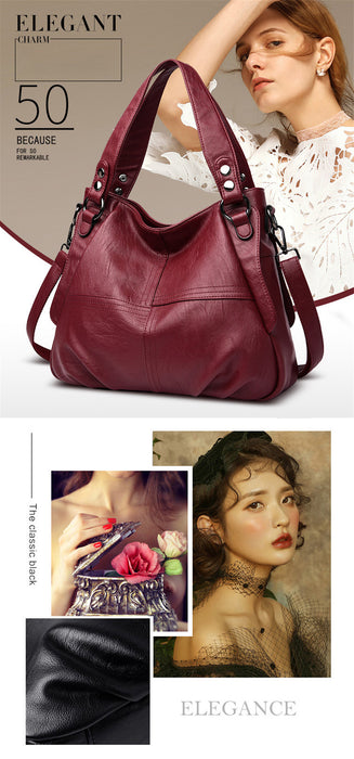 Genuine Leather Tote Bag – Vintage Unisex Handbag with Large Capacity - Samanta Factory