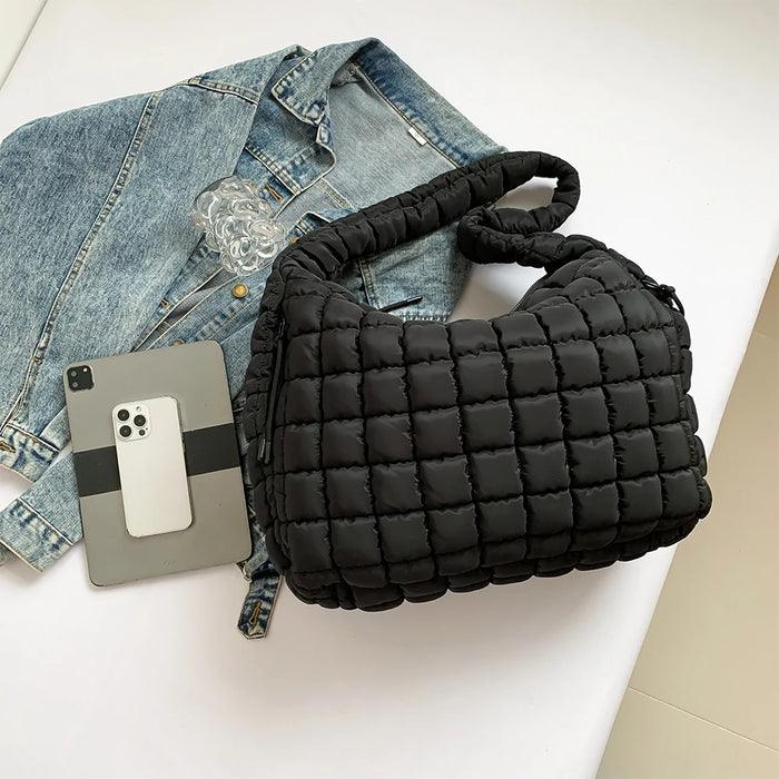 Women’s Puffer Shoulder Bag – Fashion Bubble Tote with Large Capacity