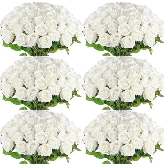 Artificial Velvet Roses – 50PCS Long-Stem Flower Bouquet SF