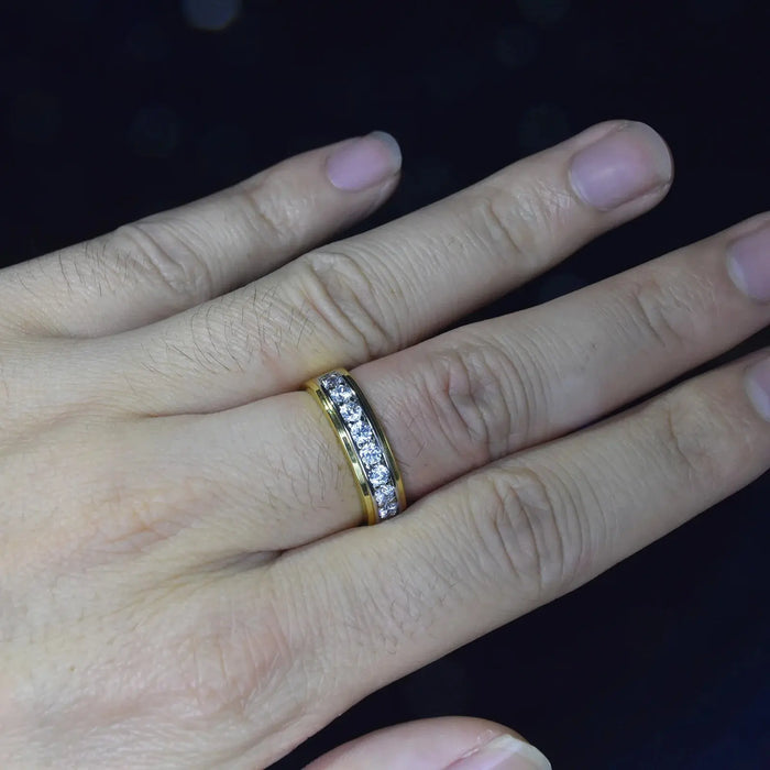 Men’s Moissanite Wedding Ring – D-Color VVS1 Sterling Silver SF