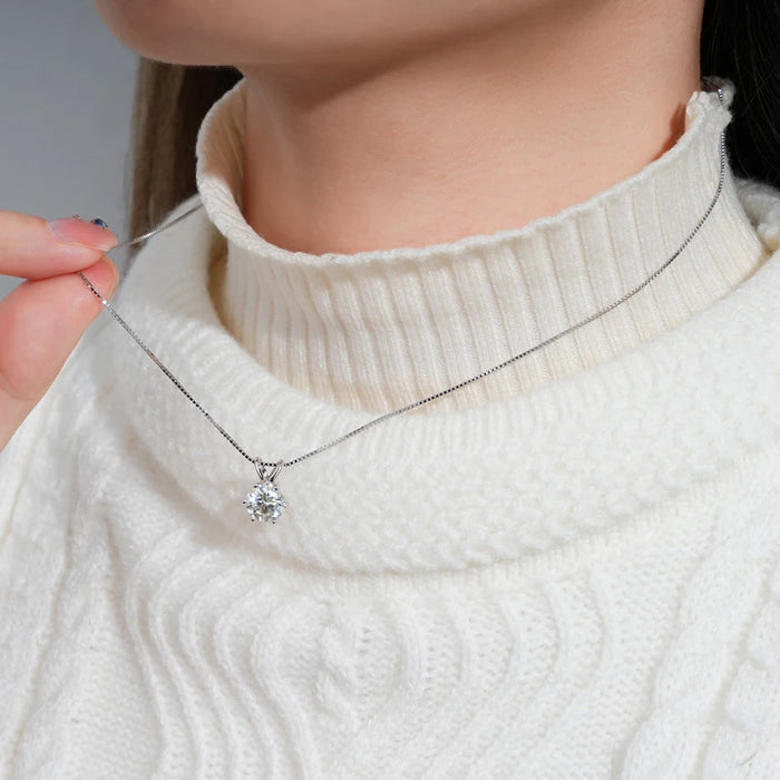 Moissanite Pendant Necklace – D-Color Round Solitaire
