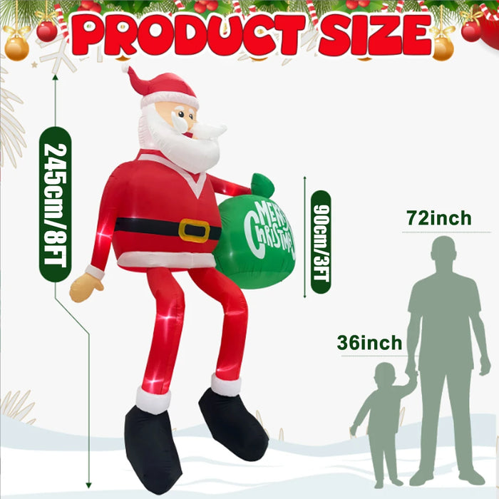 8FT Inflatable Christmas Santa – Outdoor Blow-Up with LED Lights