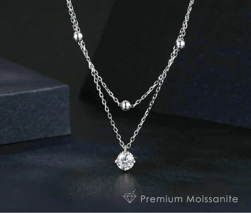 925 Sterling Silver Round Cut Moissanite Pendant SF