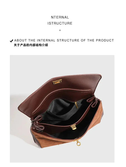 Microfiber Leather Shoulder Bag – Large Square with Lock SF