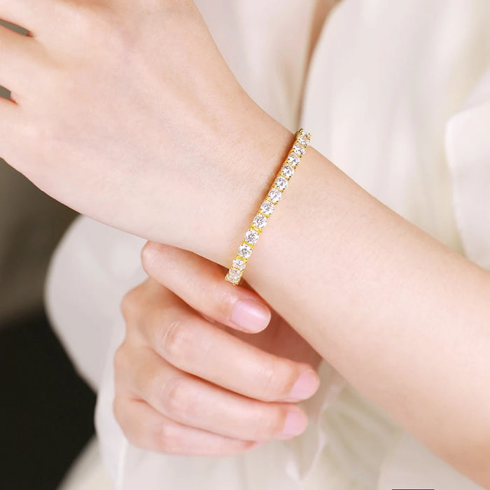 EWYA D Color Moissanite Tennis Bracelet 925 Silver 18K Gold - Samanta Factory
