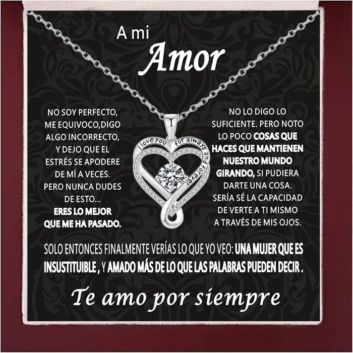 Double Layer Heart Necklace – Romantic Gift with Wooden Box SF