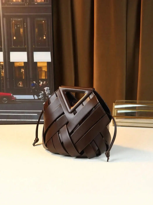 Woven Design Women Handbag, Tote Basket Bag, High-End Niche Inverted Triangle Shaped Fashion Commuter Bag, Casual Style SF