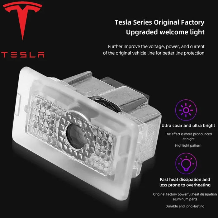 Tesla 2Pcs Car Door Projector Welcome Lights Accessories For Tesla Model 3 S X Y Cybertruck Roadster SpaceX Car Accessories - Samanta Factory