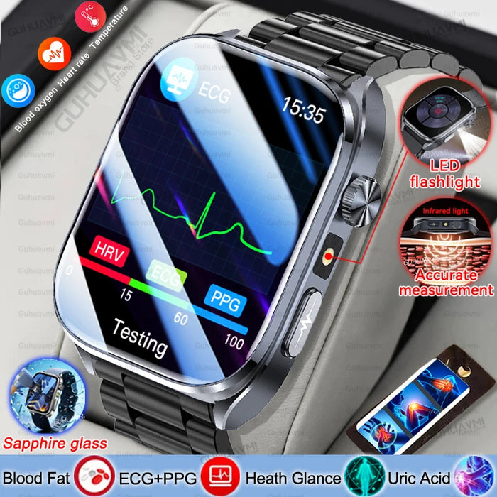 ECG and micro-physical examination smartwatch with AI health diagnostics and body composition tracking