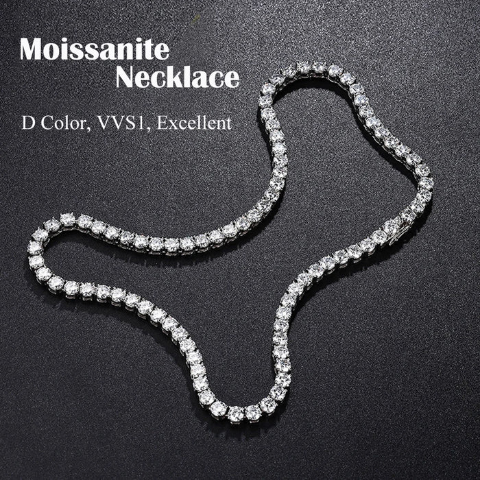 Moissanite Tennis Necklace – GRA Certified S925 Silver Sparkle