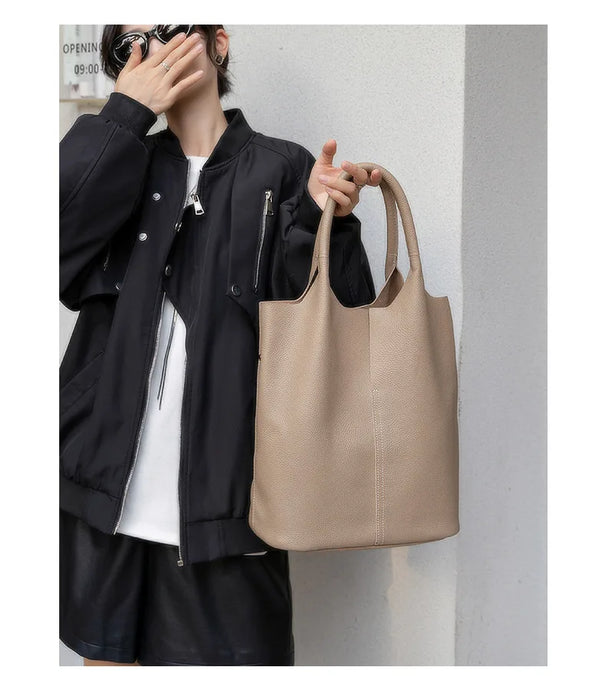 Bucket Bag – Soft Versatile Leather Shoulder Handbag for Women - Samanta Factory