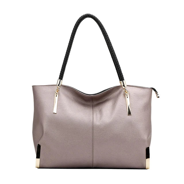 Leather Tote Bag – Soft Casual Shoulder Handbag for Women - Samanta Factory