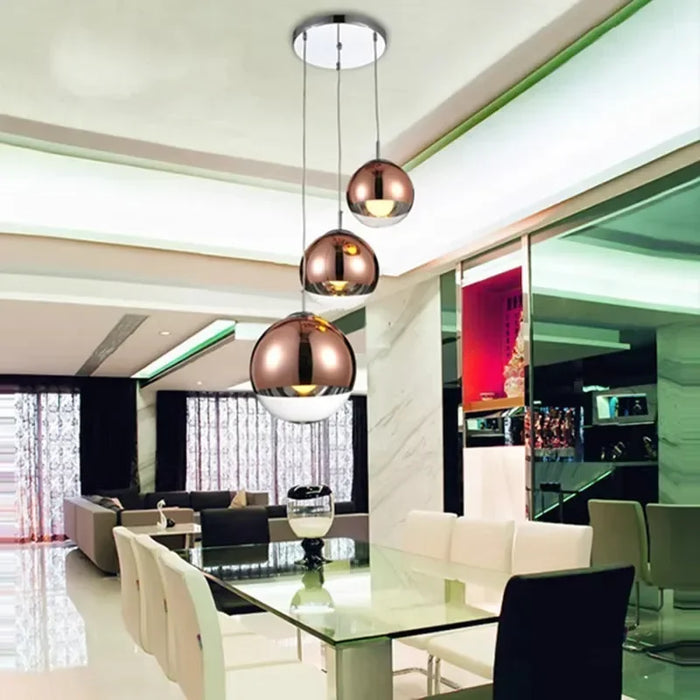 Glass Pendant Light – Mirror Finish with E27 LED Compatibility - Samanta Factory