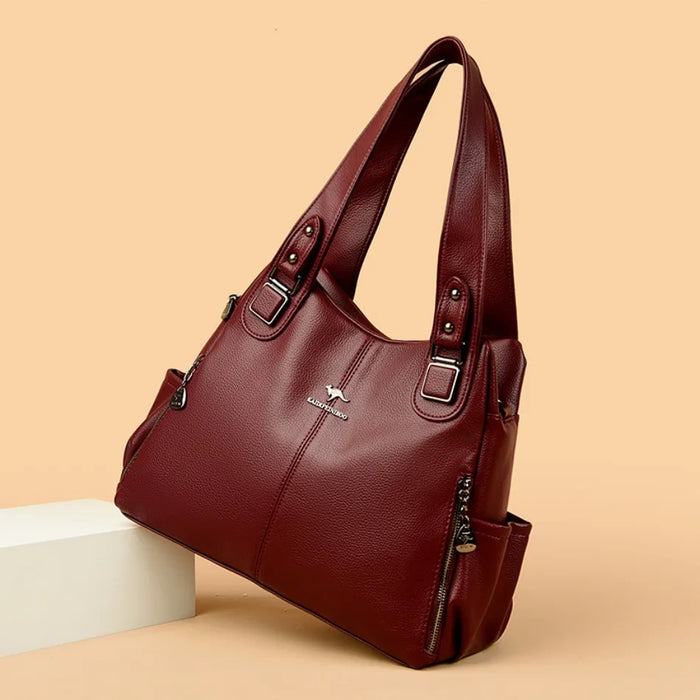 Soft Leather Handbag for Women – Luxury Designer Shoulder Tote, Large Capacity Purse - Samanta Factory