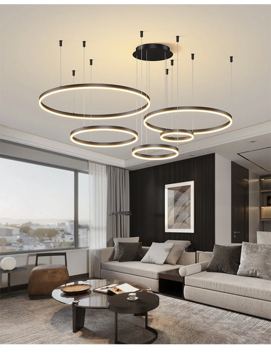 Modern gold aluminum LED pendant light with dimmable remote control for home and hotel use